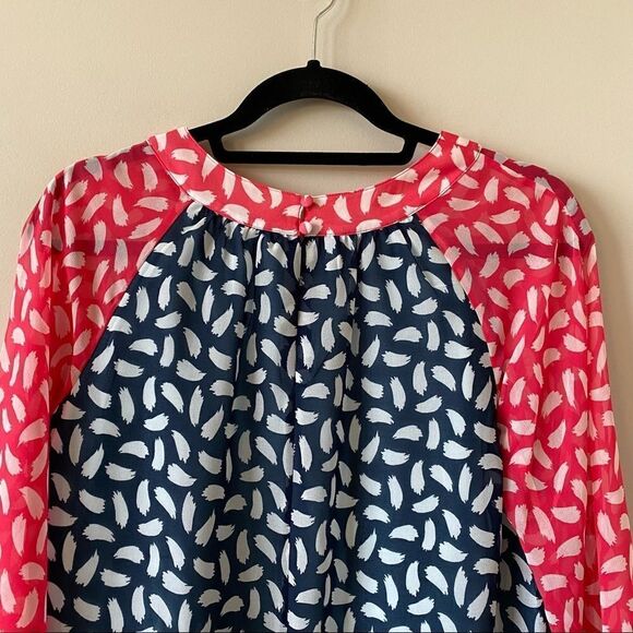 BODEN-SYLVIE Two Tone Pink/Navy Blouse - Picture 8 of 12